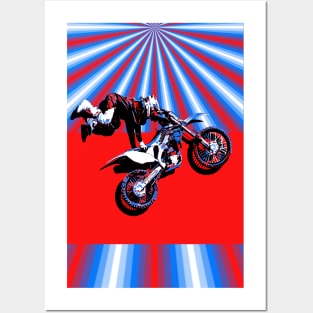 Retro Motocross Rider Design Posters and Art